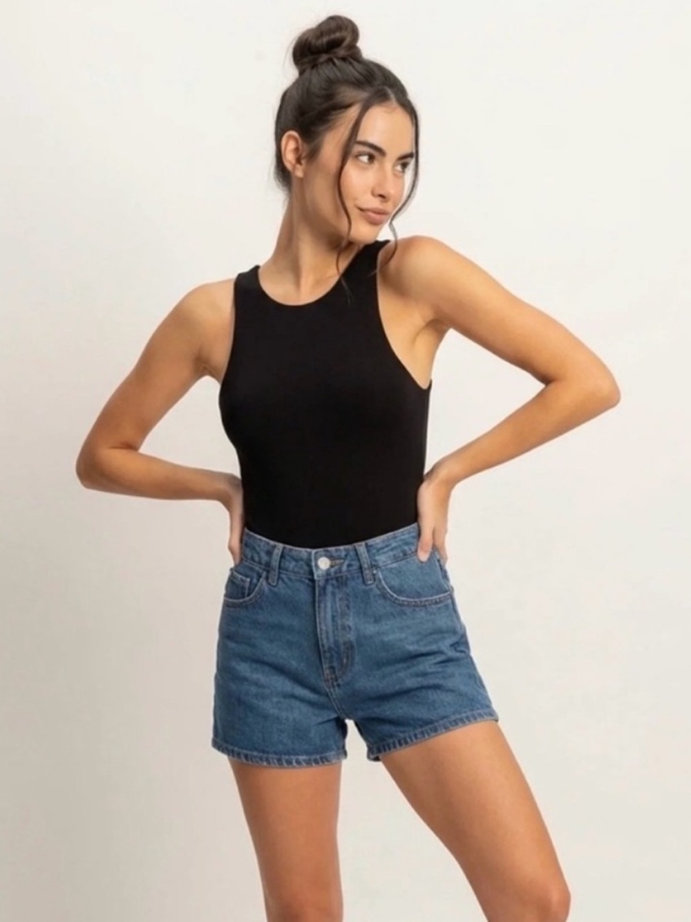 Double Zero High Neck Tank Bodysuit - Black Large